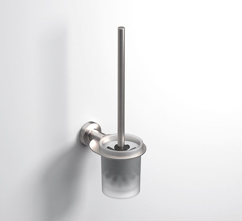 Tecno Project Brushed Nickel Wall Mounted Toilet Brush Set